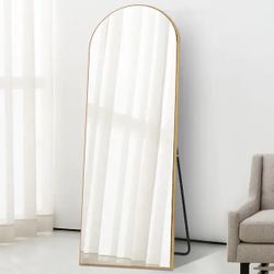 65 in. x 22 in. Modern Arched Shape Framed Gold Standing Mirror Full Length Floor Mirror