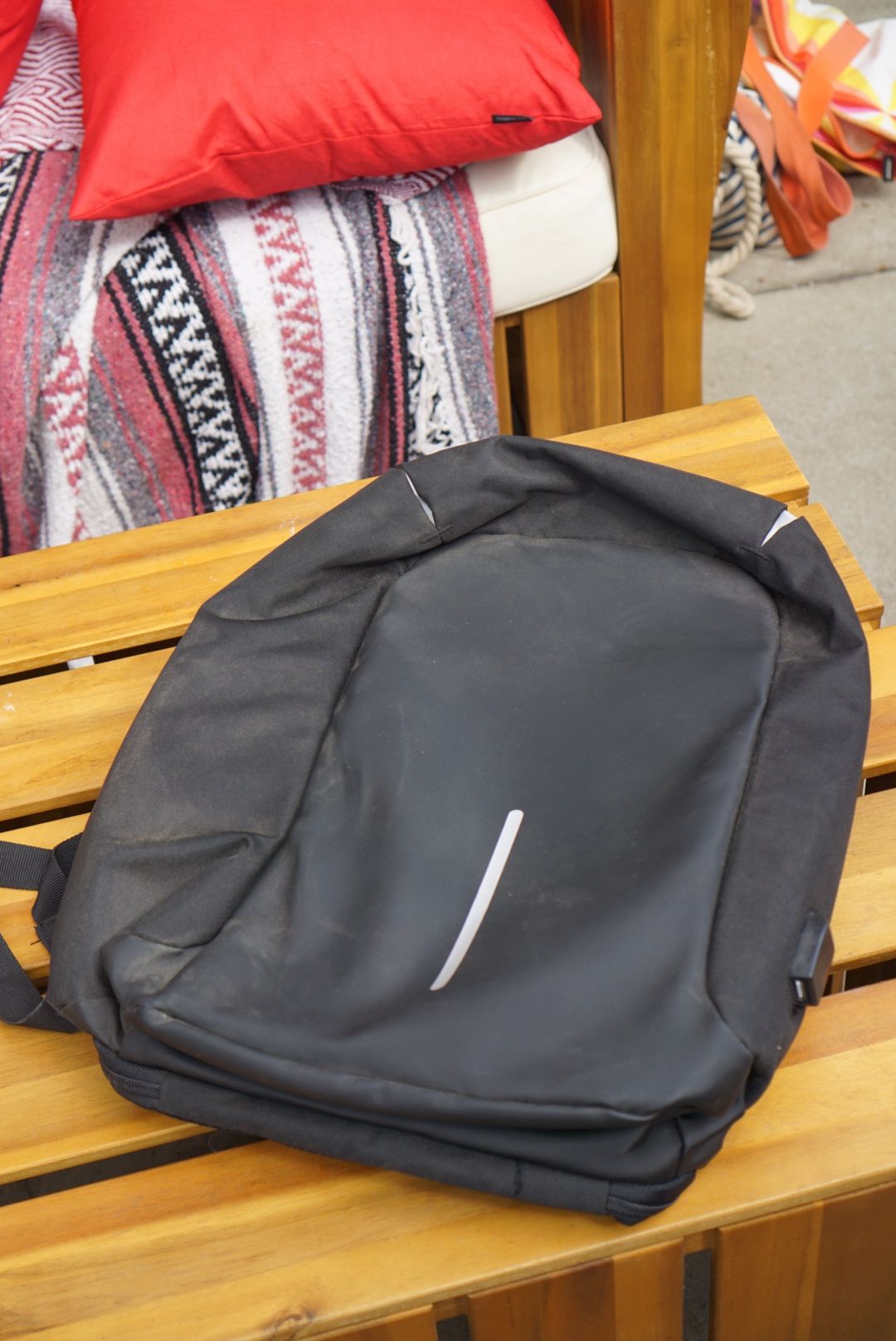 Black Backpack With Laptop Sleeve and Integratws uSB Charge Cable