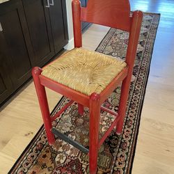 Wooden Red Chair, bar Height 