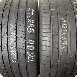 2 Tires 285 40 22 Pirelli P Zero High Tread No Repairs