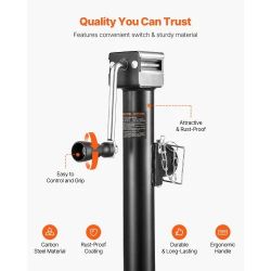 150]Trailer Jack, 5000 lbs Dynamic Load Capacity, Weld-on Pipe-Mount Swivel Trailer Jack with Ergonomic Handle, 15-inch Vertical Travel, Suitable for 