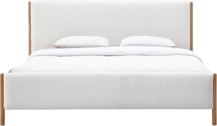 Liana Modern Style Upholstered Platform Bed with Soft Boucle Fabric and Solid Wood Legs