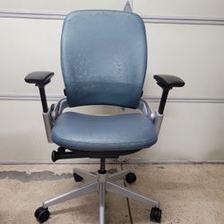 Steelcase Leap V2 Blue Leather Computer Office Chair, Retails $1700!