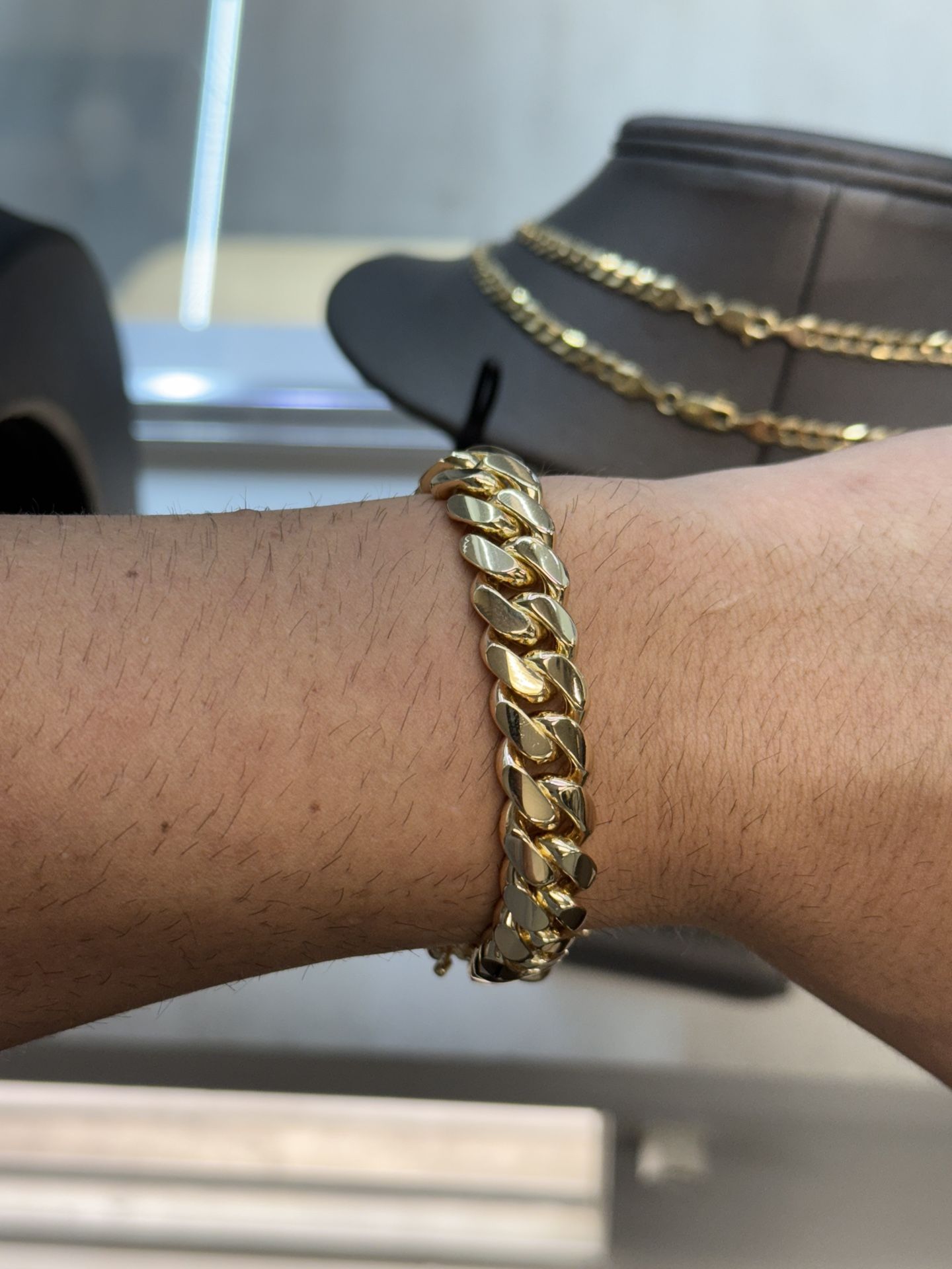 12MM 14Kt Gold Over Silver Cuban Link Bracelet 