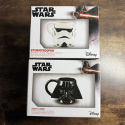 Star Wars Darth Vader and Storm Trooper Sculpted Ceramic Mugs, 18Fl oz