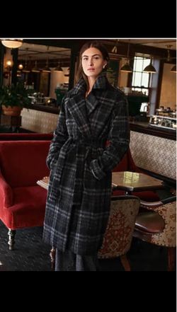 Brushed Plaid Belted Coat from Express