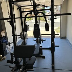 Vesta Fitness Smith Machine 1001 w/Bench Attachment | 245lb Cast Iron Olympic Weights | 7ft Olympic Bar | Fitness | Gym Equipment | FREE DELIVERY 🚚 