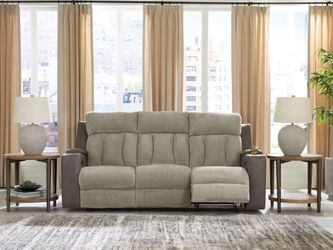 Stately Check Sisal Dual Power Reclining Sofa