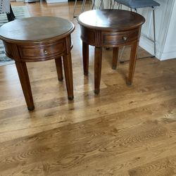 Two Round Wood End Tables From Ashley Furniture 