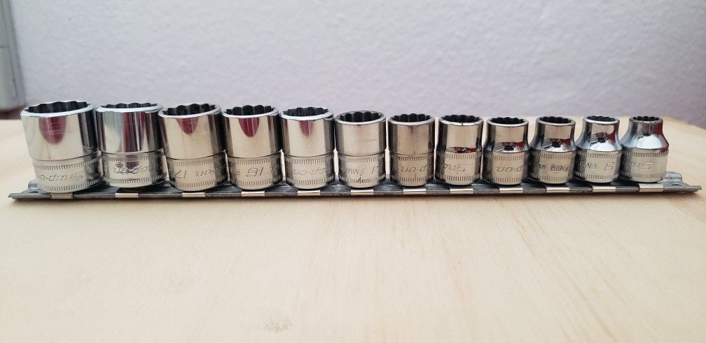 SNAP-ON TOOLS 12 pc. 3/8" Drive 12 - Point Metric Flank Drive Shallow Socket Set. ( 8 - 19mm )