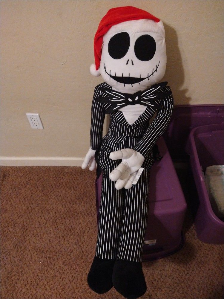 Jumbo Jack Skellington with Sandy claws hat 44"