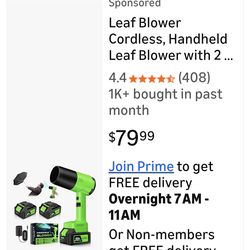 Leaf Blower Cordless, Handheld Leaf Blower with 2 X 4.0Ah Battery and Charger, 6 Speed Modes, Lightweight Blowers for Lawn Care, Patio, Yard, Dust,Blo