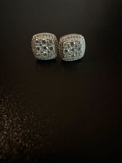 Square ice cross men's Moissanite 925 silver earrings