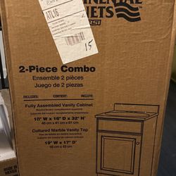 18” Bathroom Vanity Cabinet w/ Marble Top – New