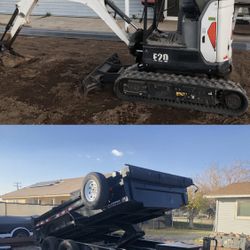 💯💲FOR SALE 💲 2018 MINI BOBCAT EXCAVATOR E-20 & 2023 PJ 14K LOW PROFILE PRO DUMP TRAILER 