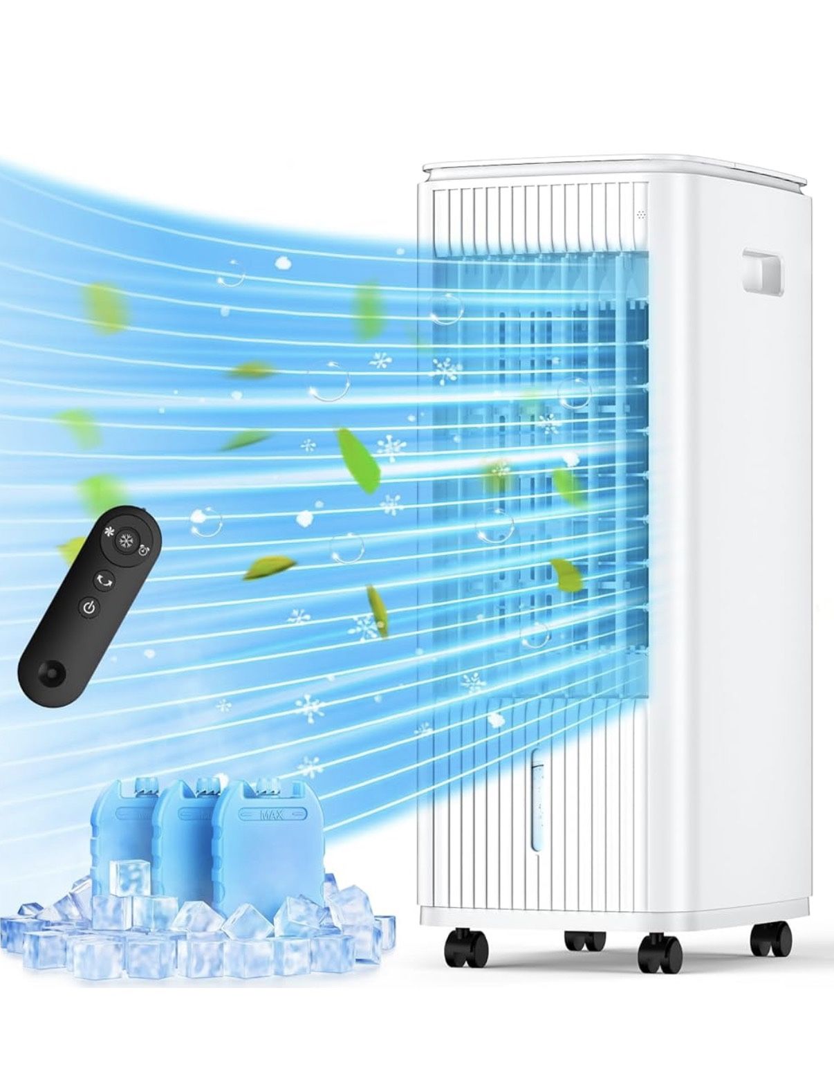 BALKO Evaporative Air Cooler, 3-IN-1 Swamp Cooler, 2 Modes and 3 Speeds, 25-INCH Windowless Air Conditioner w/Remote…