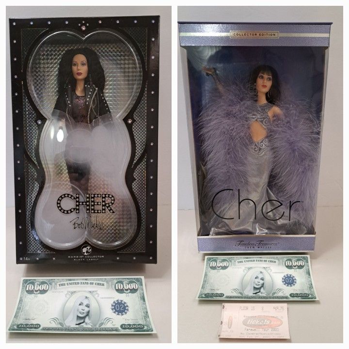 2 Cher 12" Mattel Bob Mackie Collector's Edition 2003/2007 Barbie Dolls NIB