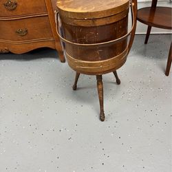 for sewing storage Vintage round three legged for sewing storage