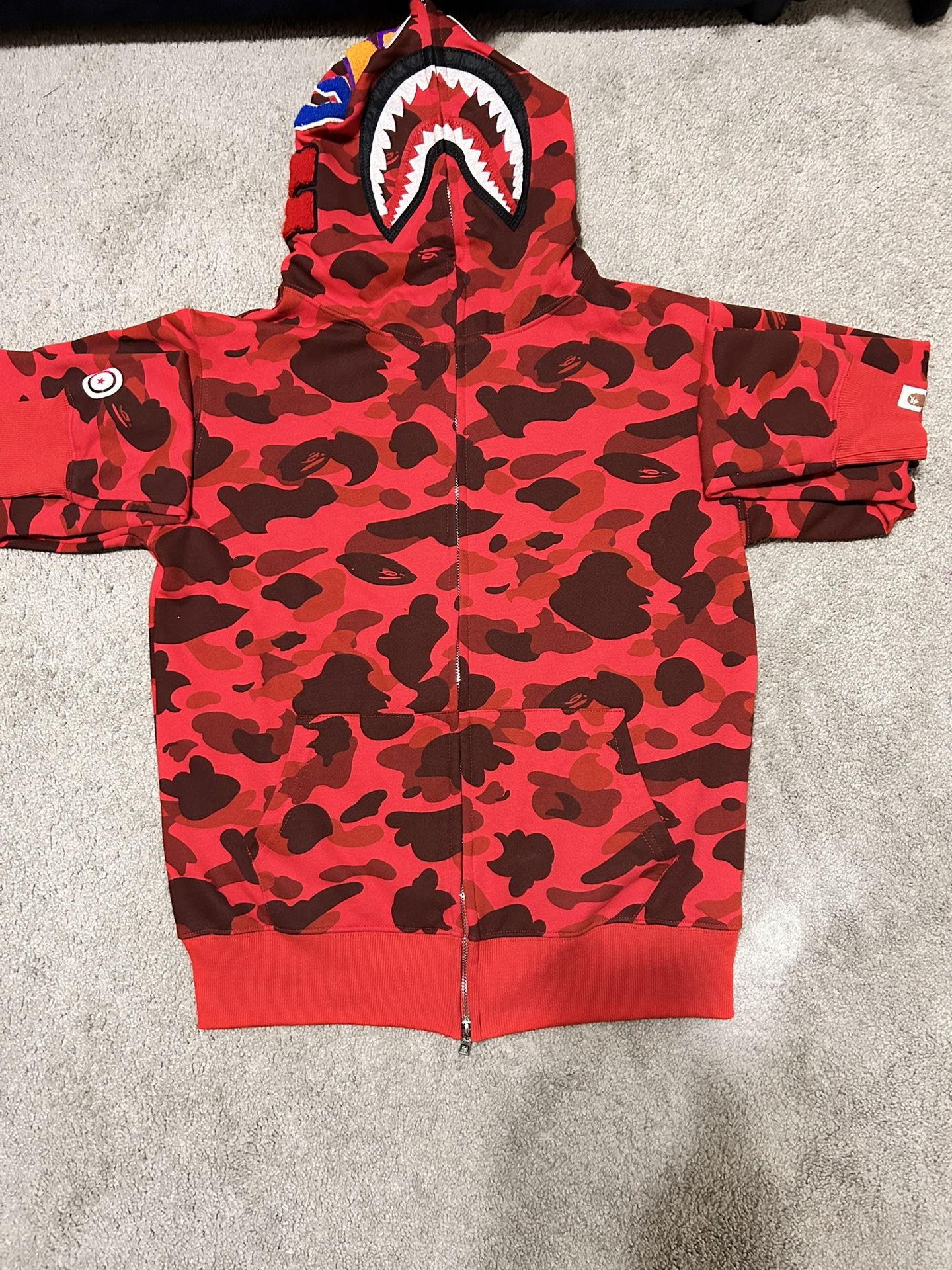 A BATHING APE, RED BAPE HOODIE CAMO