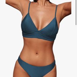 CUPSHE Women Bikini Set Solid Color Sexy Triangle Two Piece Swimsuit