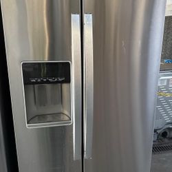 36” WHIRLPOOL SIDE X SIDE COUNTER-DEPHT REFRIGERATOR “WORKS GREAT “ STAINLESS STEEL