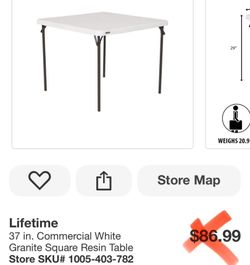 Lifetime 37 in. Commercial White Granite Square Resin Table
