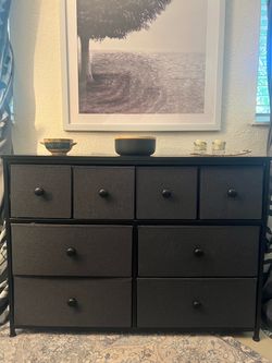 Black & Gray Fabric  8 Drawer Dresser