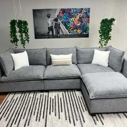 🎄Brand New Grey Fabric L Shape Sectional Couch | Pay After Delivery 🚚