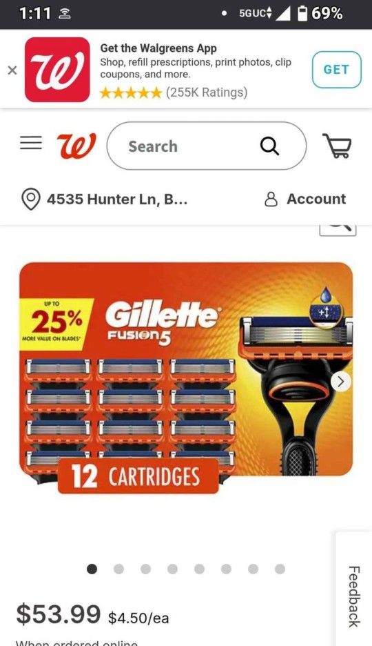 Gillette Fusion 5 Refills Retail $54