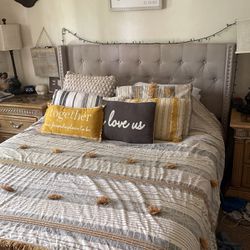 Upholstered Queen Bed And Mattress 