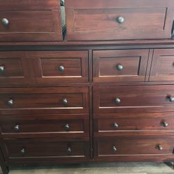 King Size Bed Frame, Dresser with Mirror and Two Night Stands  