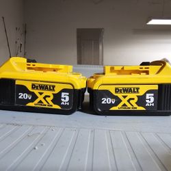 Two Dewalt XR 5.0 Ah Lithium-Ion Batteries