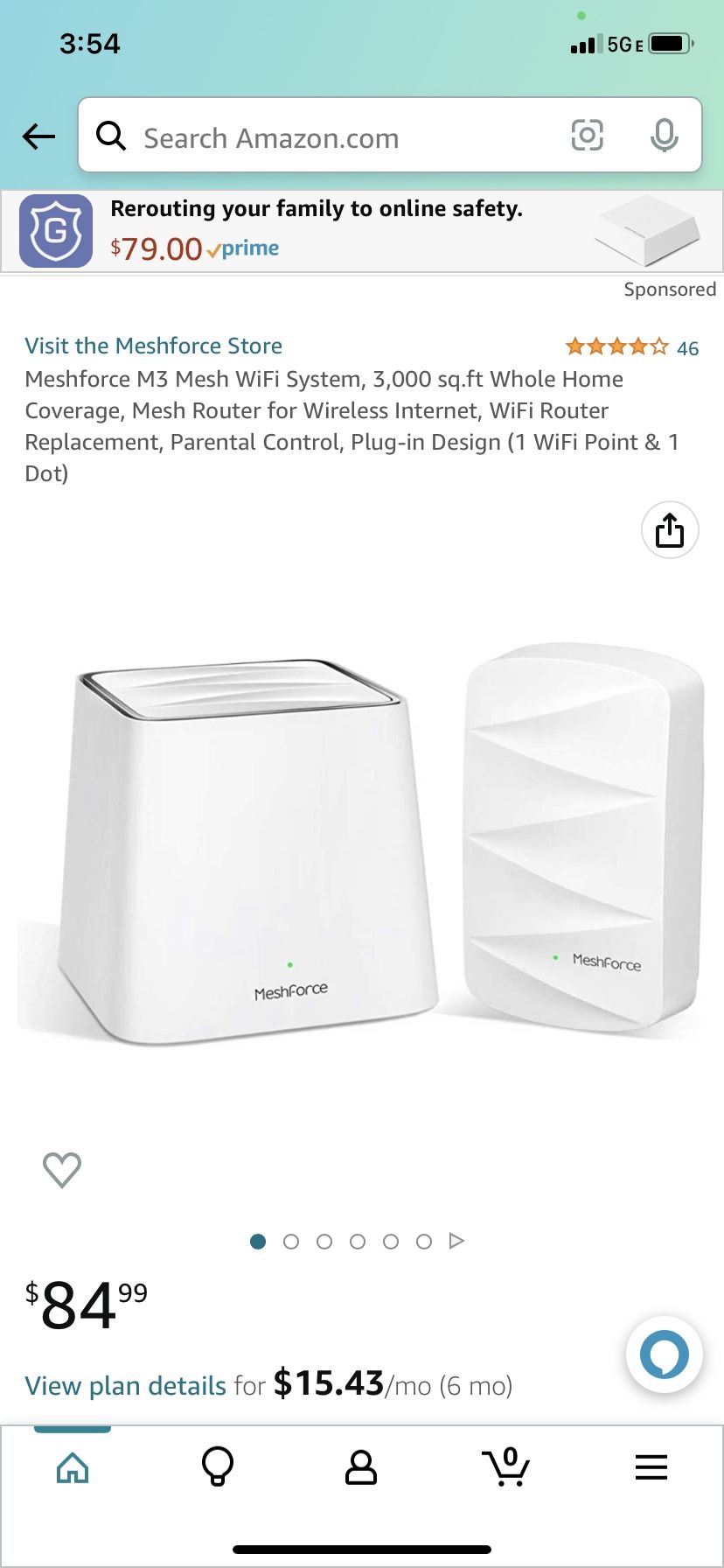 Meshforce M3 Mesh WiFi System, 3,000 sq.ft Whole Home Coverage, Mesh Router for Wireless Internet, WiFi Router Replacement, Parental Control, Plug-in 