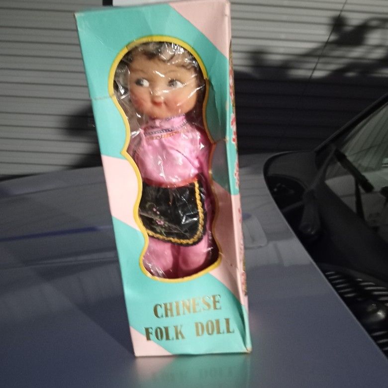Vintage Chinese Folk Doll In Box