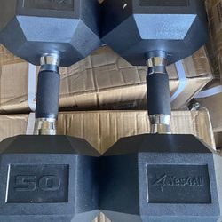 New Pair Of 50 Pounds Dumbbells