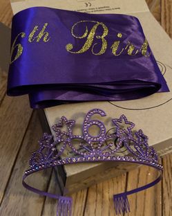 Purple “6” Birthday Crown &  Sash