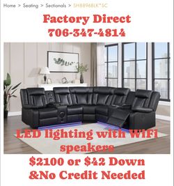 Led sectional  WiFi Speakers USB Charging Ports  