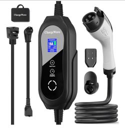 Level 1 EV Charger 16 Amp 110-240V 21ft Cable, Portable Electric Car Charger with NEMA 6-20 Plug NEMA 5-15 Adapter Adjustable Current Home Electric Ve