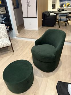 Green Swivel Chair & Footstool