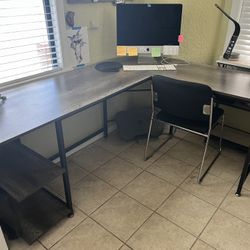 L - Shaped Desk With Shelf