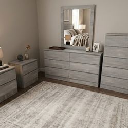 Dresser with Mirror, Chest and 2 Nightstands 🚚(Immediate-Delivery)💨