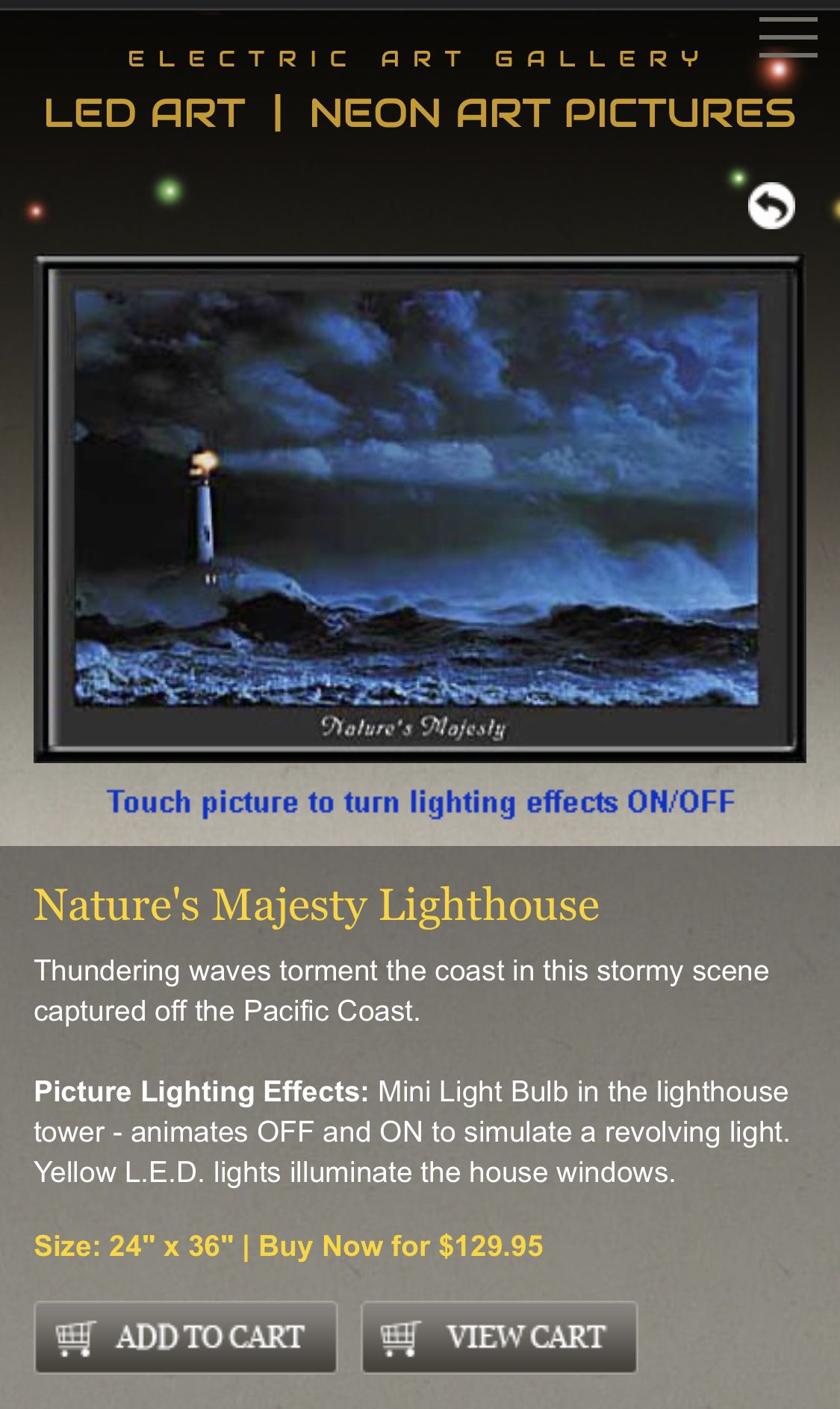 New Electric Gallery Framed Light-up Nature’s Majesty Wall Decor