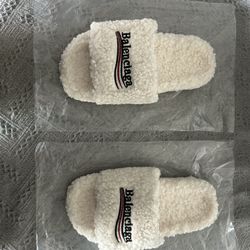 White Balenciaga Slides