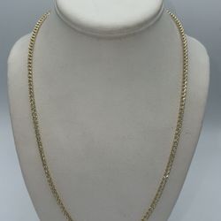 14kt Yellow Gold Prism Cut Franco Link Chain 21.5”