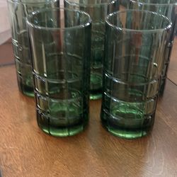 Anchor Hocking Tartan Green Iced Tea Glasses Tumblers 16 OZ