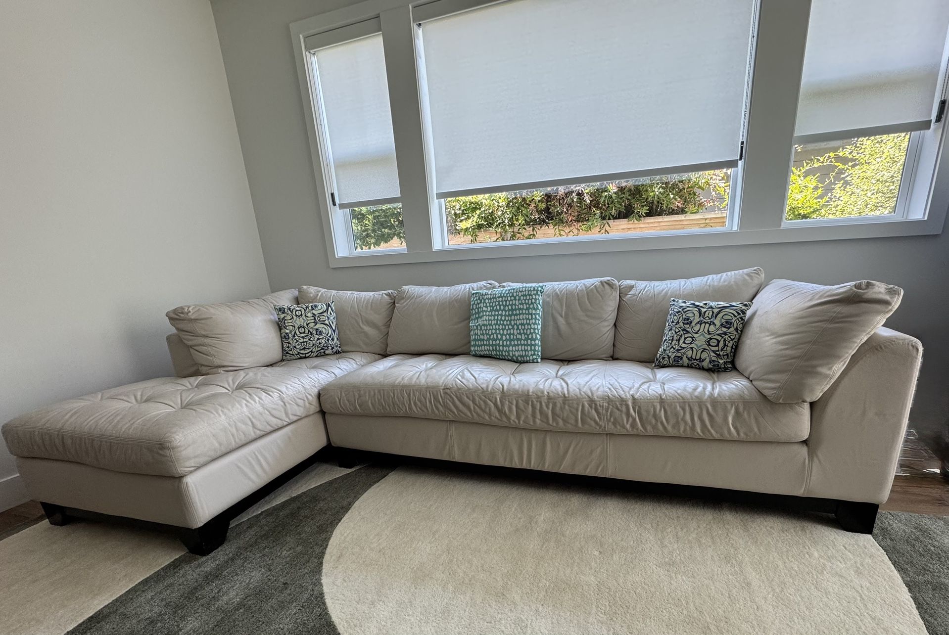 Premium Genuine Leather Couch + Chaise Lounge