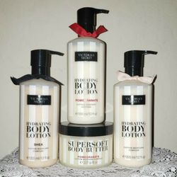 X4 NEW 8oz VICTORIAS SECRET HYDRATING BODY LOTION CREAM COTTON MOISTURE COMPLEX ACAI POMEGRANATE ACAI SHEA BODY BUTTER 