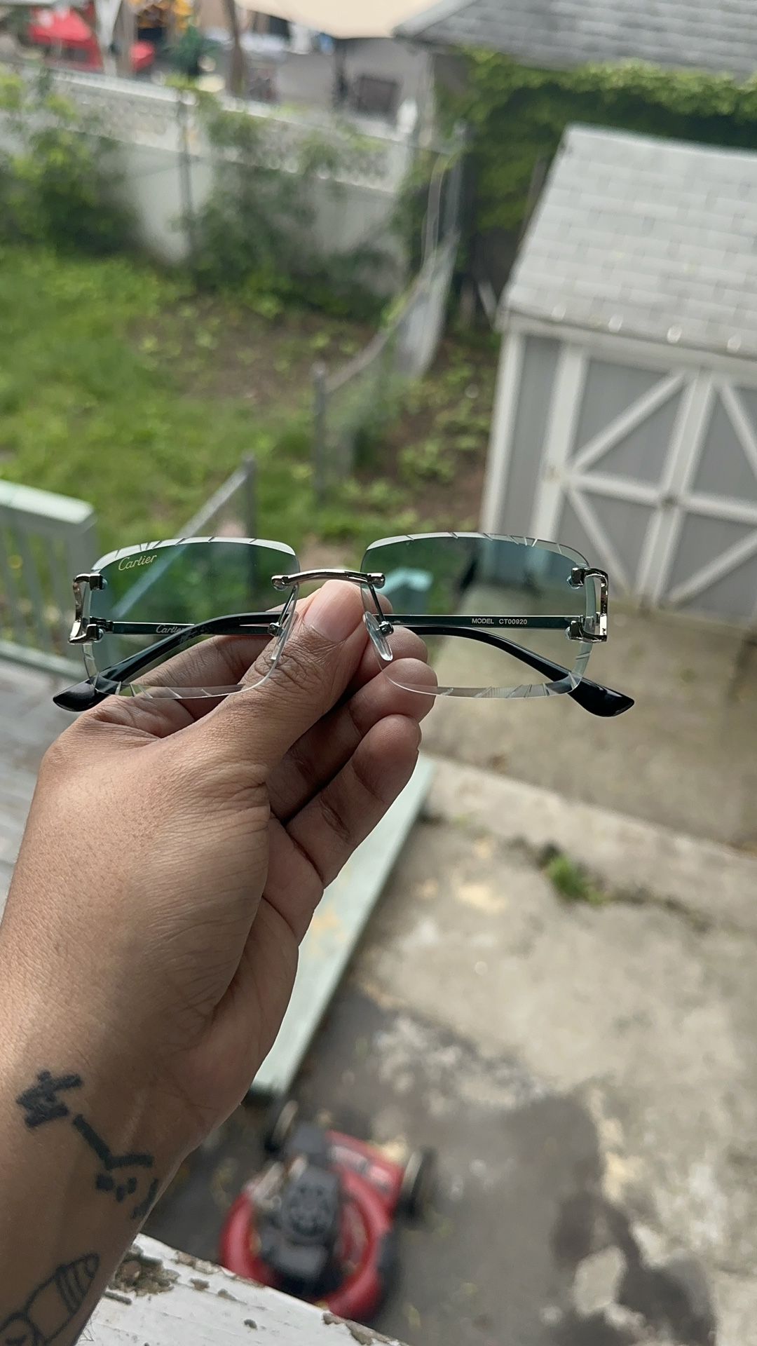 Cartier Glasses Blue Shades Diamond Cut