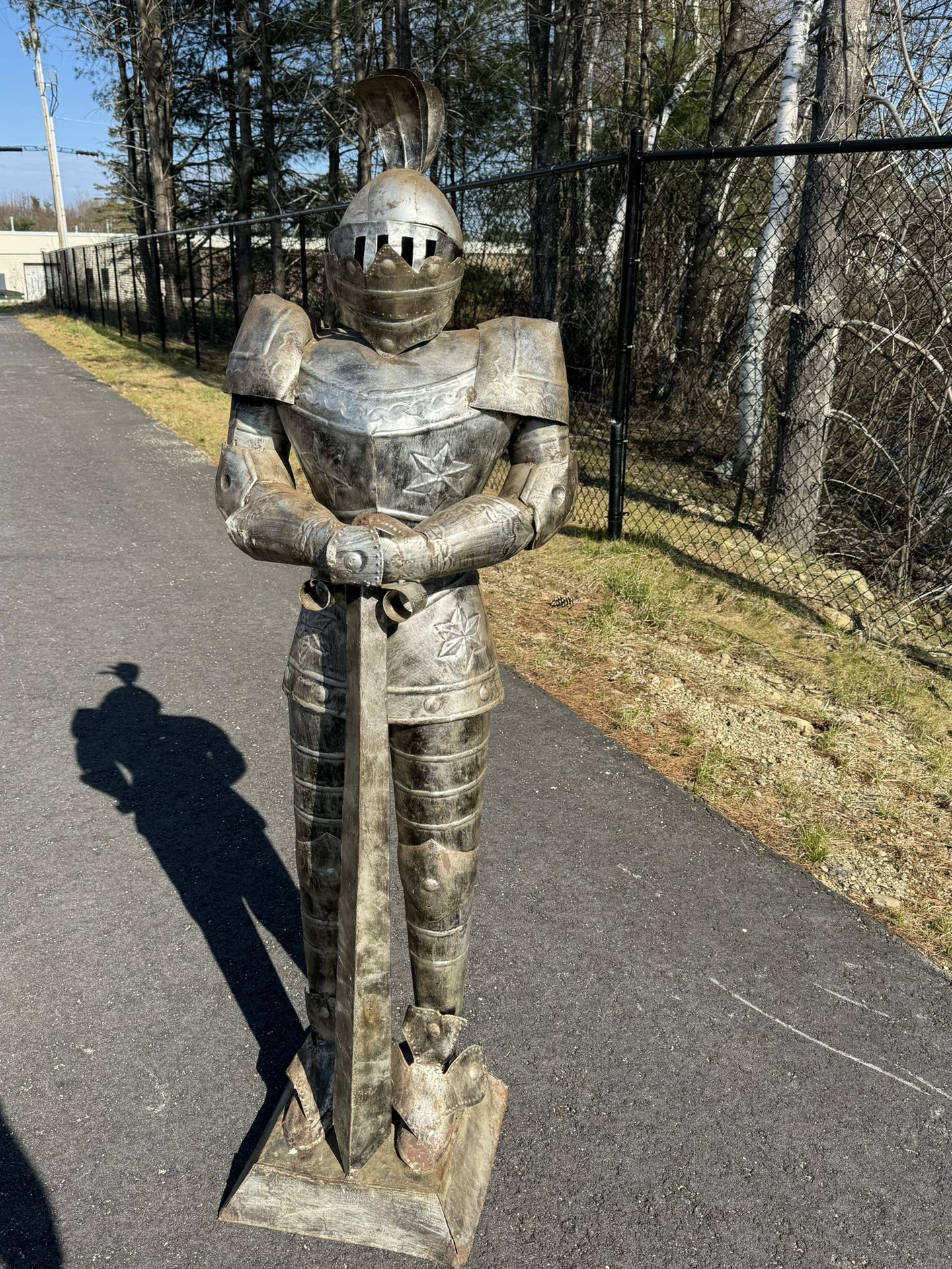 5 ft Man Medieval Suit of Armor Statue Spanish Tin Mexico Soldier Metal Vintage
