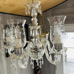 Vintage “princess House” Glass 5 Arm Chandelier 